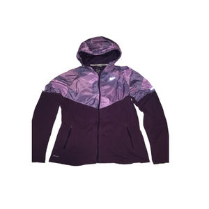 Nike Dri-Fit purple & striped top running jacket hoodie windbreaker XL